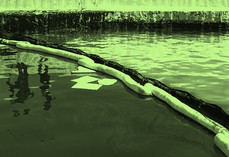 Moody environmental spill response and oversight green block water oil spill blocker protection